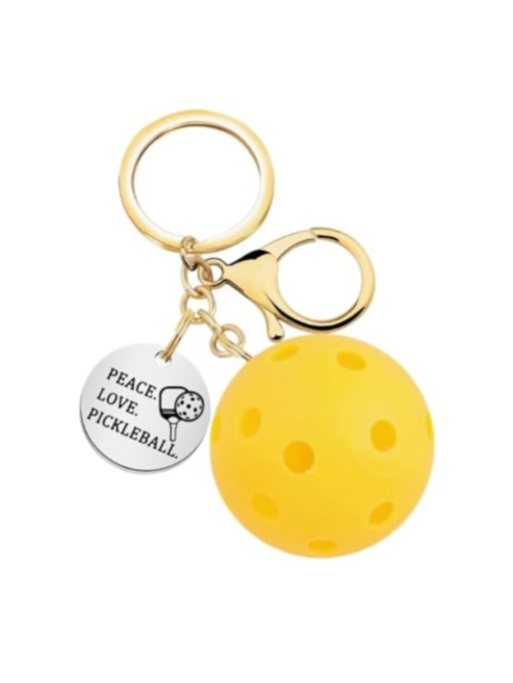 Pickleball Keychain Stainless Steel Split Ring Sports Charm Gift for Backpack
